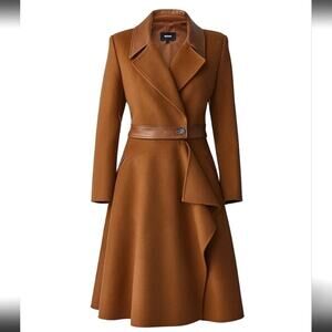 NWT Mackage Rose 2 in 1 Wool Leather Camel Coat Jacket Sz Small